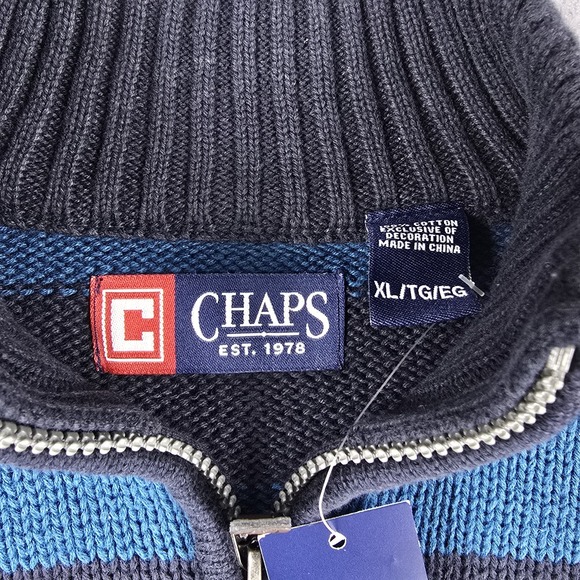 NEW Chaps 1/4 Zip Polo Sweater Men's‎ size XL Color Block Striped prep Academia - Picture 4 of 13